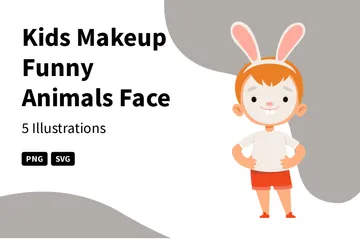 Kids Makeup Funny Animals Face Illustration Pack