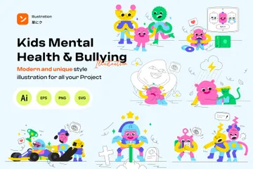 Kids Mental Health & Bullying Illustration Pack