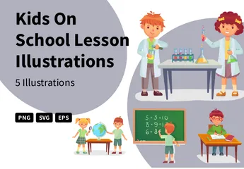 Kids On School Lesson Illustration Pack