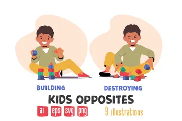 Kids Opposites Illustration Pack