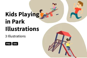Kids Playing In Park Illustration Pack
