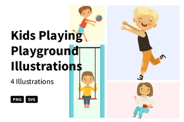 Kids Playing Playground Illustration Pack