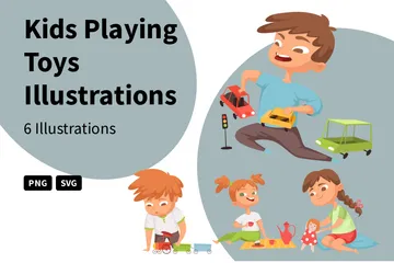 Kids Playing Toys Illustration Pack
