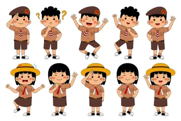 Kids Scout Student Expression Illustration Pack