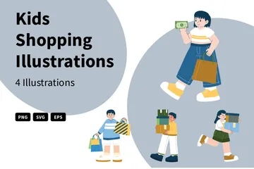 Kids Shopping Illustration Pack