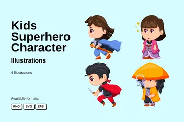 Kids Superhero Character Illustration Pack