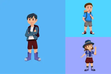 Kids Traveler Character Illustration Pack