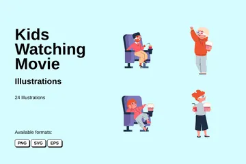 Kids Watching Movie Illustration Pack