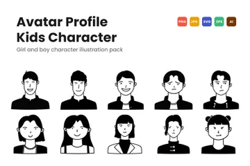 Kinder-Avatar-Profil-Charakter Illustrationspack