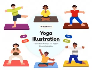 Kinder machen Yoga Illustrationspack