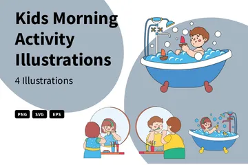 Morgenaktivität für Kinder Illustrationspack