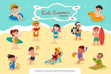 Kinder Sommer Illustrationspack