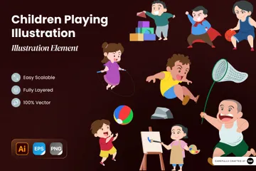 Kinder spielen Illustrationspack