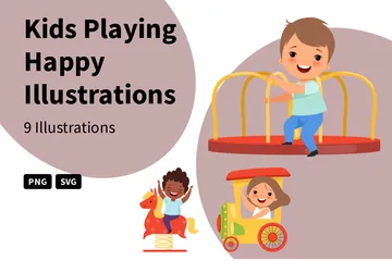 Kinder spielen glücklich Illustrationspack