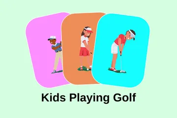 Kinder spielen Golf Illustrationspack