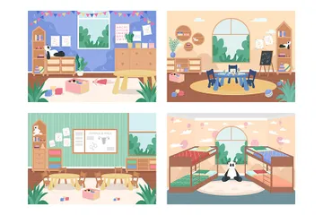 Kindergarten Class With No People Illustration Pack