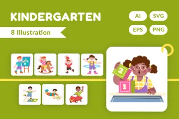 Kindergartenkinder Illustrationspack