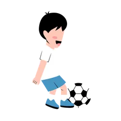 Kleiner Junge spielt Fußball Illustrationspack