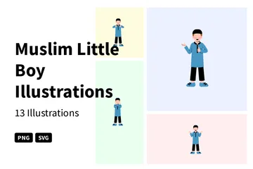 Muslimischer kleiner Junge Illustrationspack