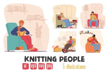 Knitting People Illustration Pack