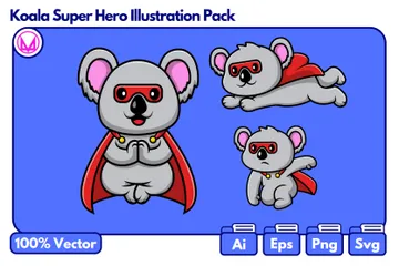 Koala-Superheld Illustrationspack