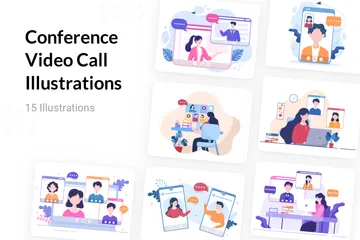 Konferenz-Videoanruf Illustrationspack