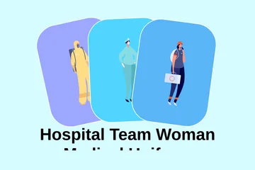 Krankenhaus-Team Frau medizinische Uniform Illustrationspack