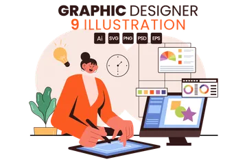 Kreativer Grafikdesigner Illustrationspack