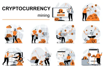 Kryptowährungs-Mining Illustrationspack