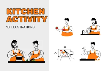 Küchenaktivität Illustrationspack