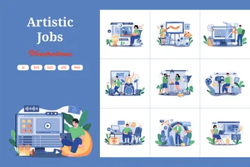 Künstlerische Jobs Illustrationspack