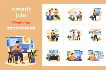 Künstlerische Jobs Illustrationspack