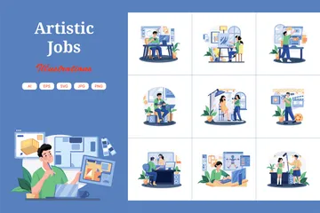 Künstlerische Jobs Illustrationspack