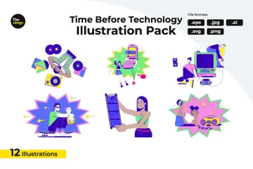 La vie avant la technologie Pack d'Illustrations