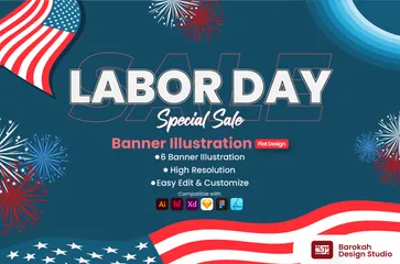 Sonderangebot zum Labor Day Illustrationspack