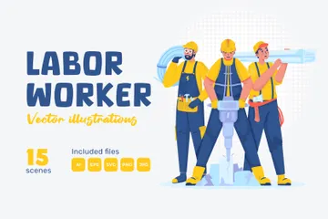 Labor Worker Illustration Pack