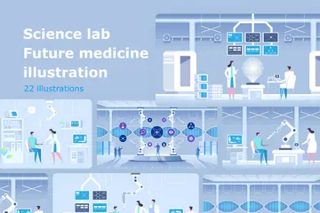 Laboratoire scientifique Médecine du futur Pack d'Illustrations