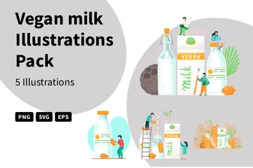 Lait végétalien Pack d'Illustrations