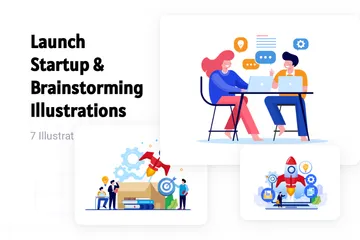 Lancement de startup et brainstorming Pack d'Illustrations