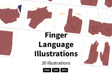 Langue des doigts Pack d'Illustrations