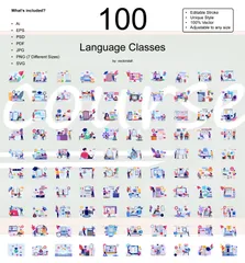Language Classes Illustration Pack