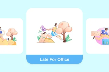 Late For Office Illustration Pack