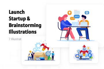 Launch Startup & Brainstorming Illustration Pack