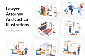 Lawyer, Attorney And Justice Illustration Pack