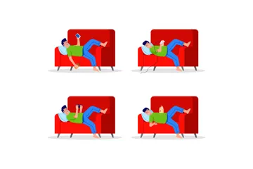 Laying On Couch Illustration Pack