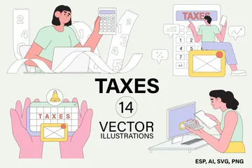 Le temps des impôts Pack d'Illustrations