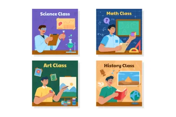 Learning At The Classroom Illustration Pack