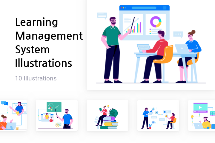 Learning Management System Illustration Pack - 10 Business ...