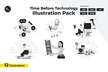 Leben vor der Technologie Illustrationspack