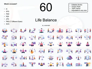 Lebensbalance Illustrationspack